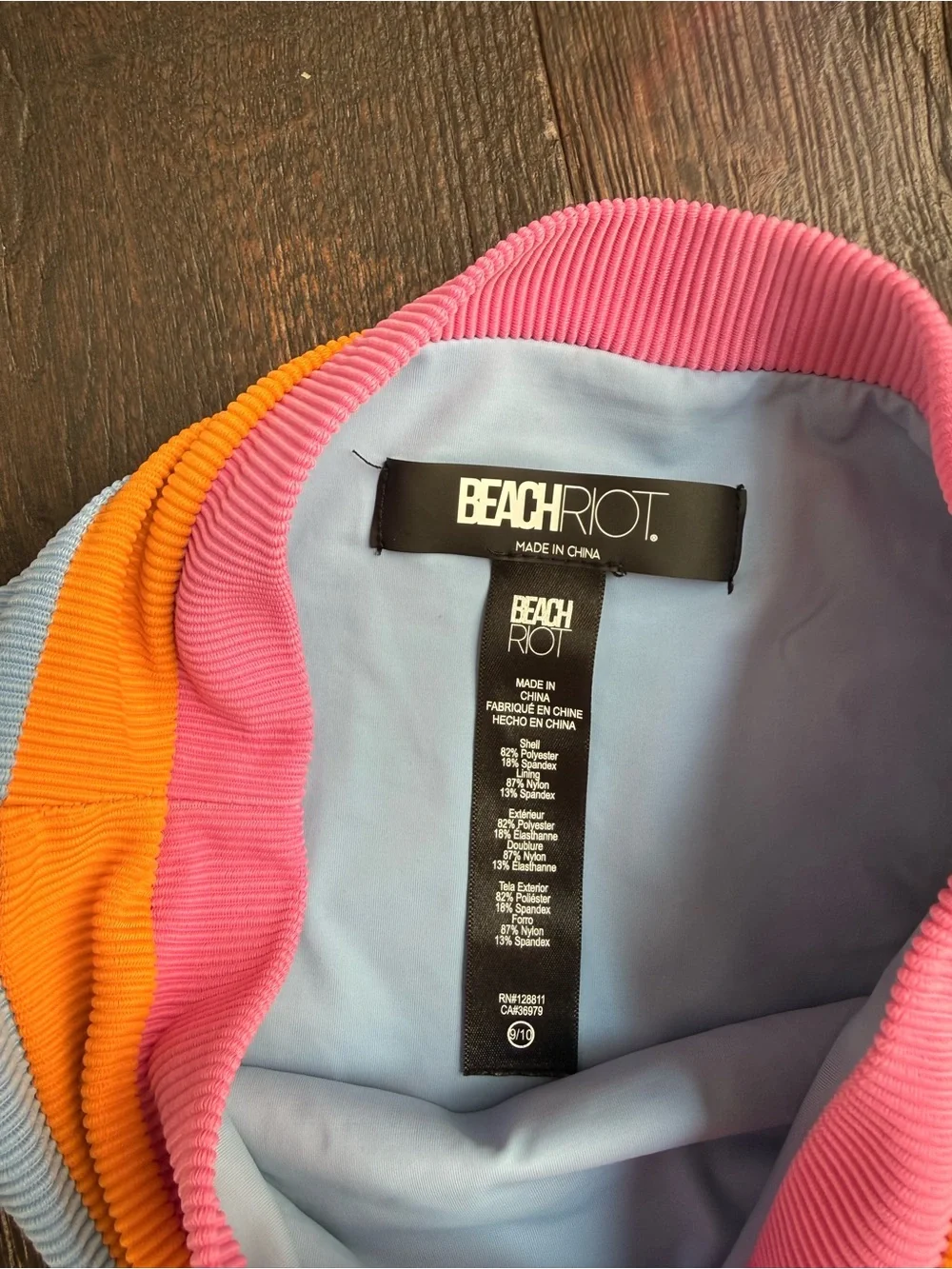Beach Riot Pink Orange Light Blue Colorblock Bikini Top